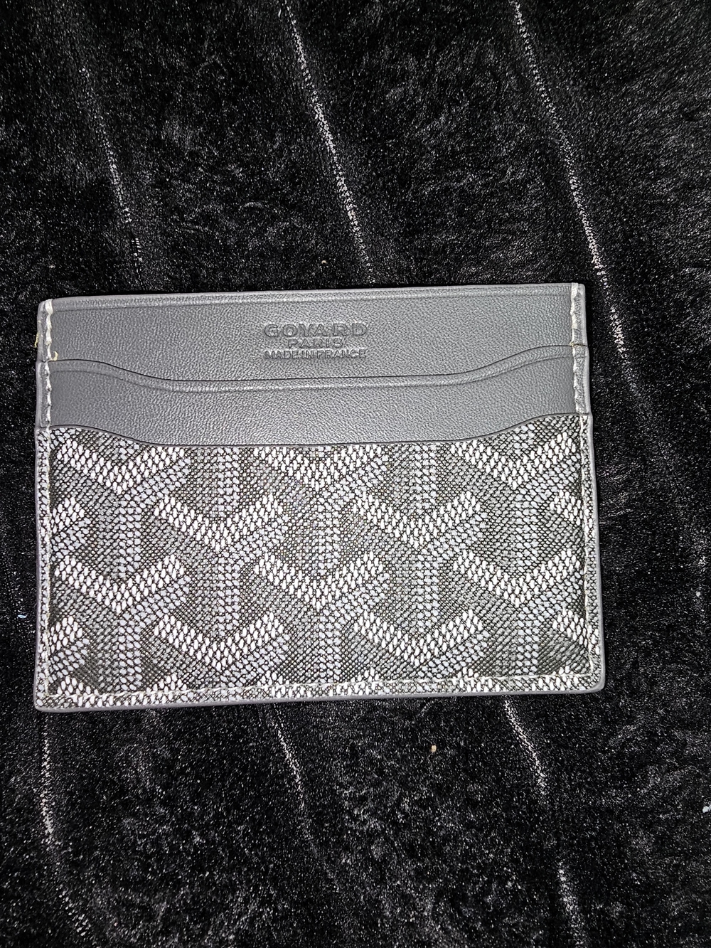 Goyard Grey Goyardine Card Holder with Leather Trim